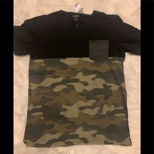 NWT Black & Camo Shirt- Large